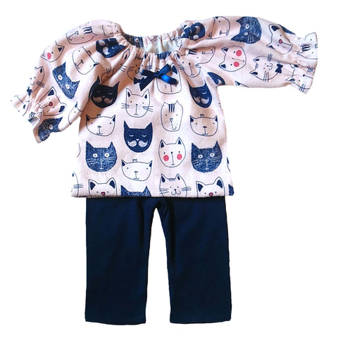 2865 Overstock Cat Faces Peasant Top and Legging  #PPCAT