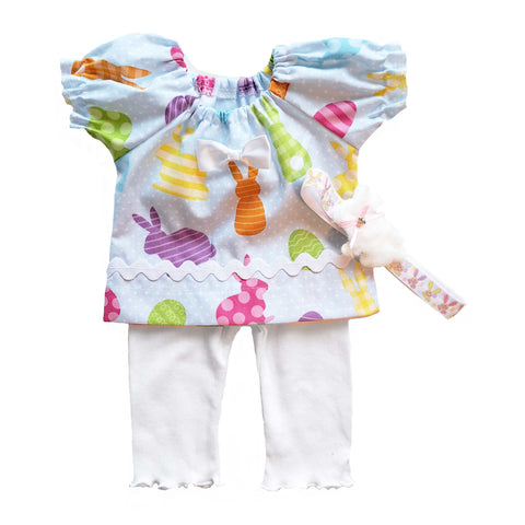 Easter Bunny Short or Long Sleeve Shirt, Legging and Headband #EBFZ
