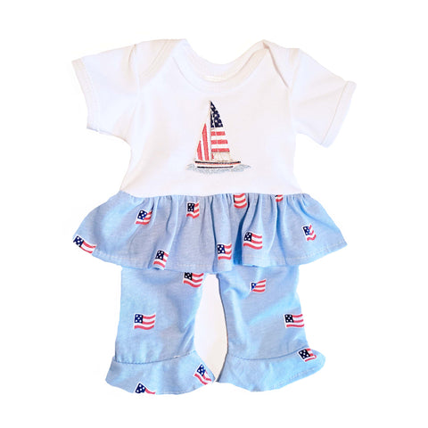Sailboat Shirt and Ruffle Capri  #SBOC