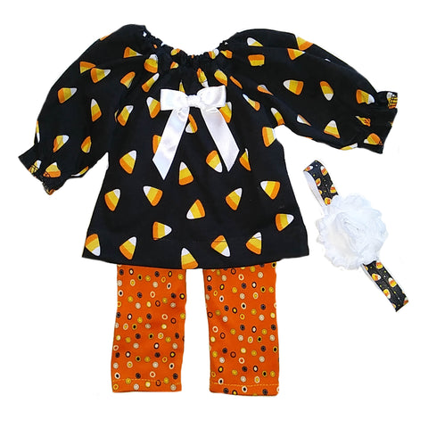 Halloween Candy Corn Top, Legging and Headband  #HWCC